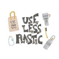 Plastic free vector concept with text and symbols.