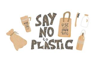 Plastic free vector concept with text and symbols.