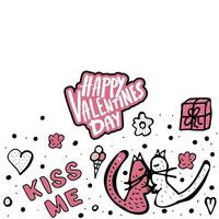 Happy Valentines Day card. Vector illustration.