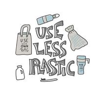 Plastic free vector concept with text and symbols.