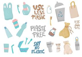 Plastic free vector concept with text and symbols.