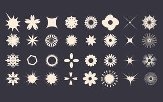 Set of simple design shapes. Collection of y2k elements and graphic forms. Vector figures illustration.