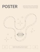 Vector template of retro futuristic poster. Minimalistic cover with line shape. Simple background.