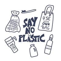 Plastic free vector concept with text and symbols.