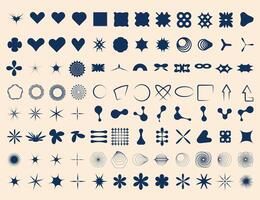 Set of groovy elements. Collection of retro shapes for nostalgic design. Simple basic graphic form. Vector figures isolation illustration.