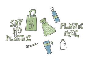 Plastic free vector concept with text and symbols.