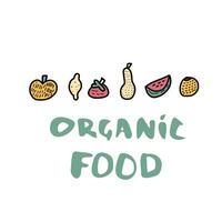Healthy food concept with lettering. Vector design