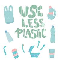 Plastic free vector concept with text and symbols.