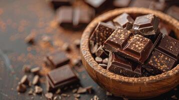 AI generated Stack of Chocolate Bars on Table photo