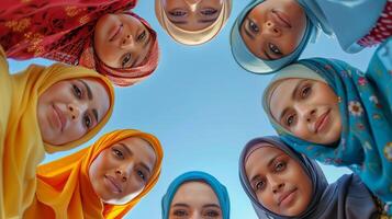 AI generated Group of Women Wearing Headscarves Standing in a Circle photo