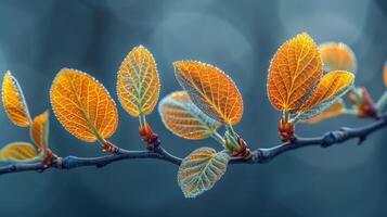AI generated Close Up of Branch With Leaves photo