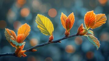 AI generated Close Up of Branch With Leaves photo