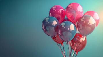 ai generado grupo de vistoso globos flotante en el cielo foto