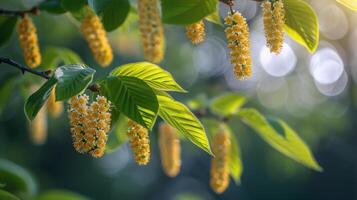 AI generated Close Up of Tree Branch With Flowers photo