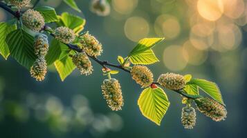 AI generated Close Up of Tree Branch With Flowers photo