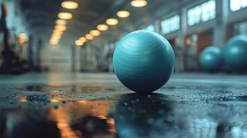 AI generated Blue Ball on Wet Floor photo