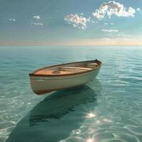 AI generated White Boat Floating on Water photo