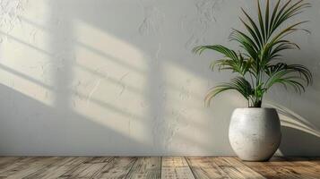 AI generated Potted Plant on Wooden Floor photo