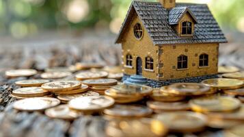 AI generated Model House Atop Stack of Money photo