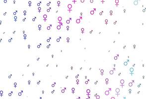 Light pink, blue vector background with gender symbols.