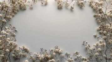 ai generado circulo de blanco flores en gris antecedentes foto