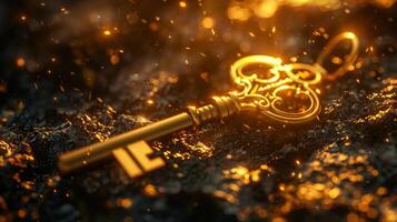 AI generated A golden key that unlocks hidden opportunities in the financial world. photo