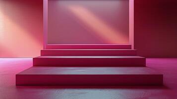 AI generated Empty Stage With Pink Light photo