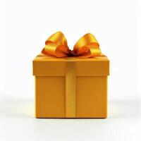 AI generated Yellow Gift Box With Gold Ribbon photo