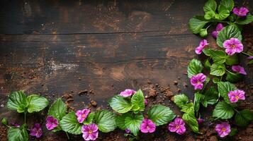 AI generated Group of Purple Flowers Growing Out of Ground photo