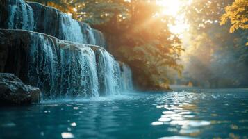 ai generado piscina con un cascada foto