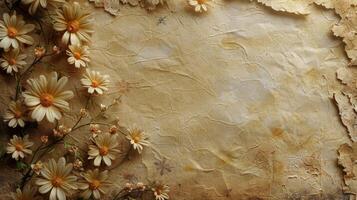 AI generated Aged Paper With Floral Design photo