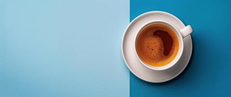 AI generated A Cup of Coffee on a Blue Background photo