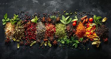 AI generated Table Topped With Bowls of Various Spices photo