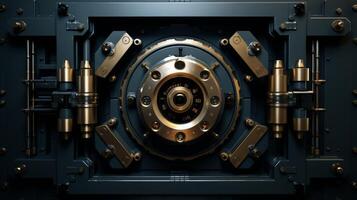 AI generated Secure vault door locking mechanism, high-end security system photo