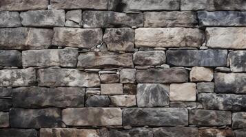 AI generated Old stone wall texture, solid and sturdy background photo