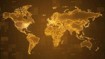 world map of glowing digital lights video