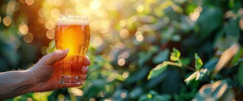 AI generated Person Holding Glass of Beer photo