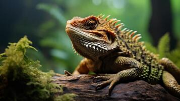 AI generated Close-up of a lizard in the forest, reptile wildlife detail photo