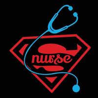 Superwoman Nurse Typography T-shirt Design vector