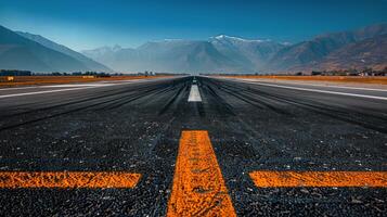 AI generated Empty Runway With Yellow Lines photo