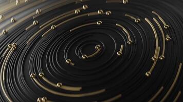 Curly golden and black abstract in circle lines together with particles video