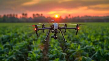 AI generated Smart agricultural farm using drones and AI for crop management photo