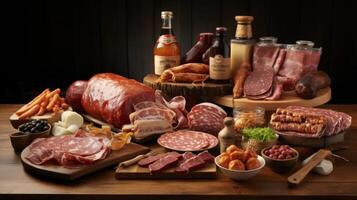 AI generated Processed meat products, deli selections photo