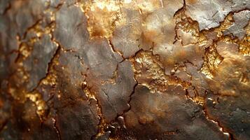 AI generated Close Up of Metal Surface With Gold Paint photo