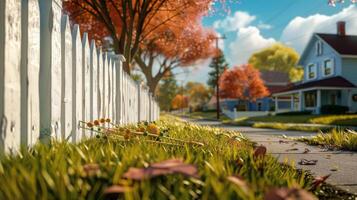 AI generated White Picket Fence Next to Lush Green Field photo