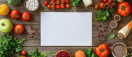 AI generated Assorted Vegetables on Wooden Table photo