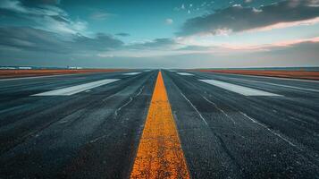 AI generated Empty Runway With Yellow Lines photo