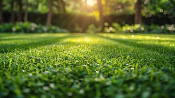 AI generated Vibrant Green Grass Under Sunlight photo