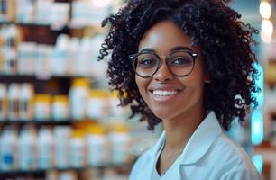 AI generated Woman Wearing Glasses and Lab Coat photo