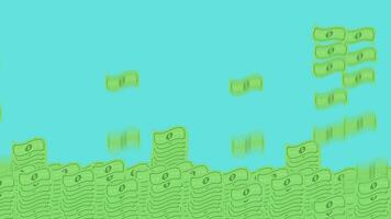 Animation of dollar bills appearing and falling in a neat pile video